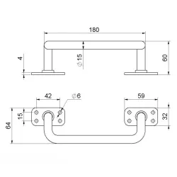 Madlo 180mm, ø14 mm, odsadenie 57 mm, čierna farba Madlo 180mm, ø14 mm, odsadenie 57 mm, čierna farba